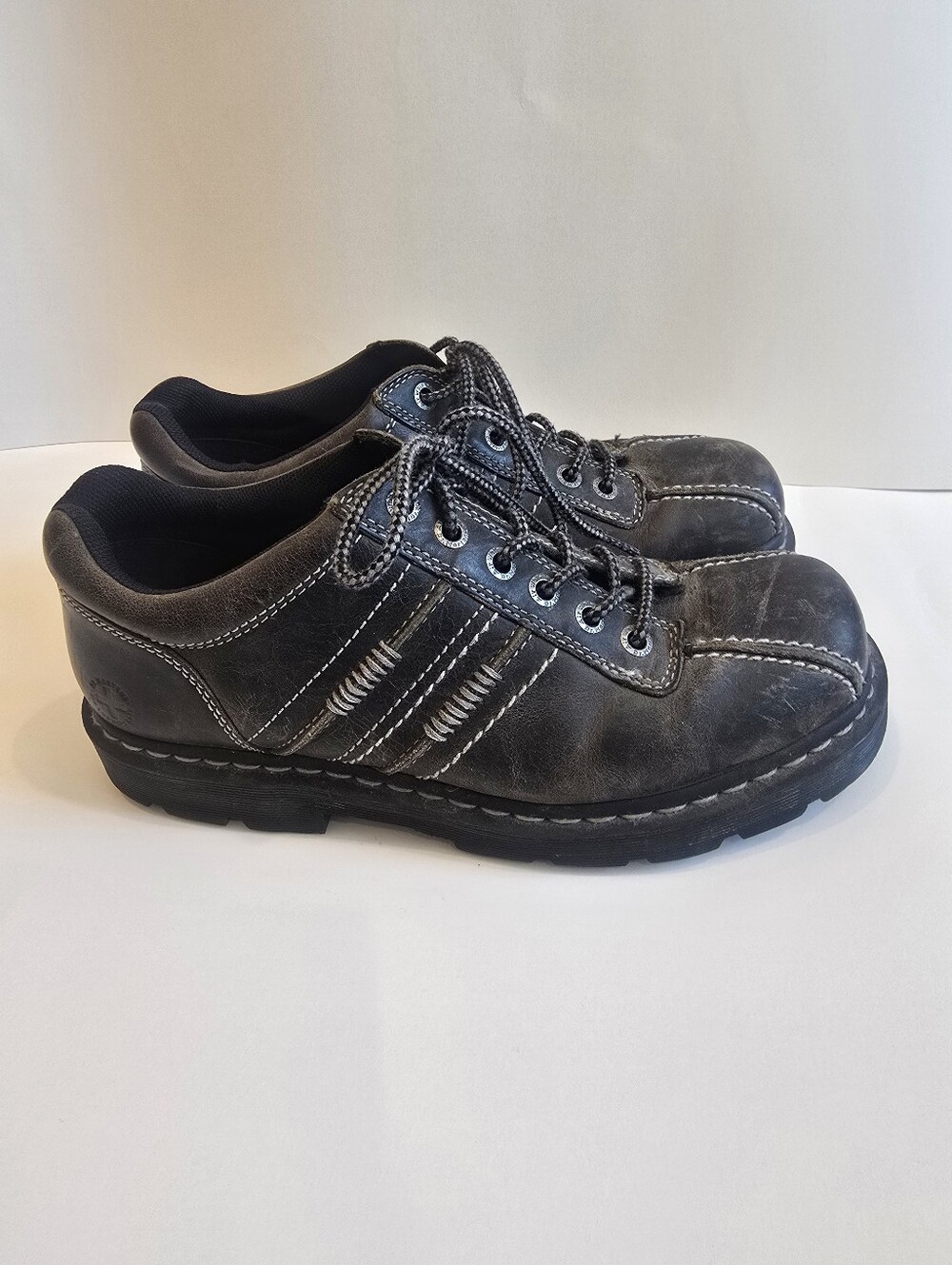 Vtg Y2K Dr. Martens Buckle Collab Drake Chunky Gray Brown Lace Up Shoes Size 11